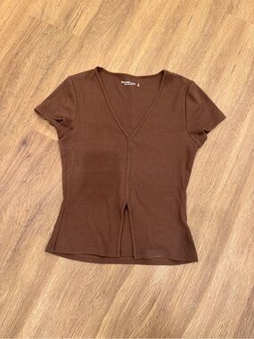 Abercrombie and fitch brown ribbed top
